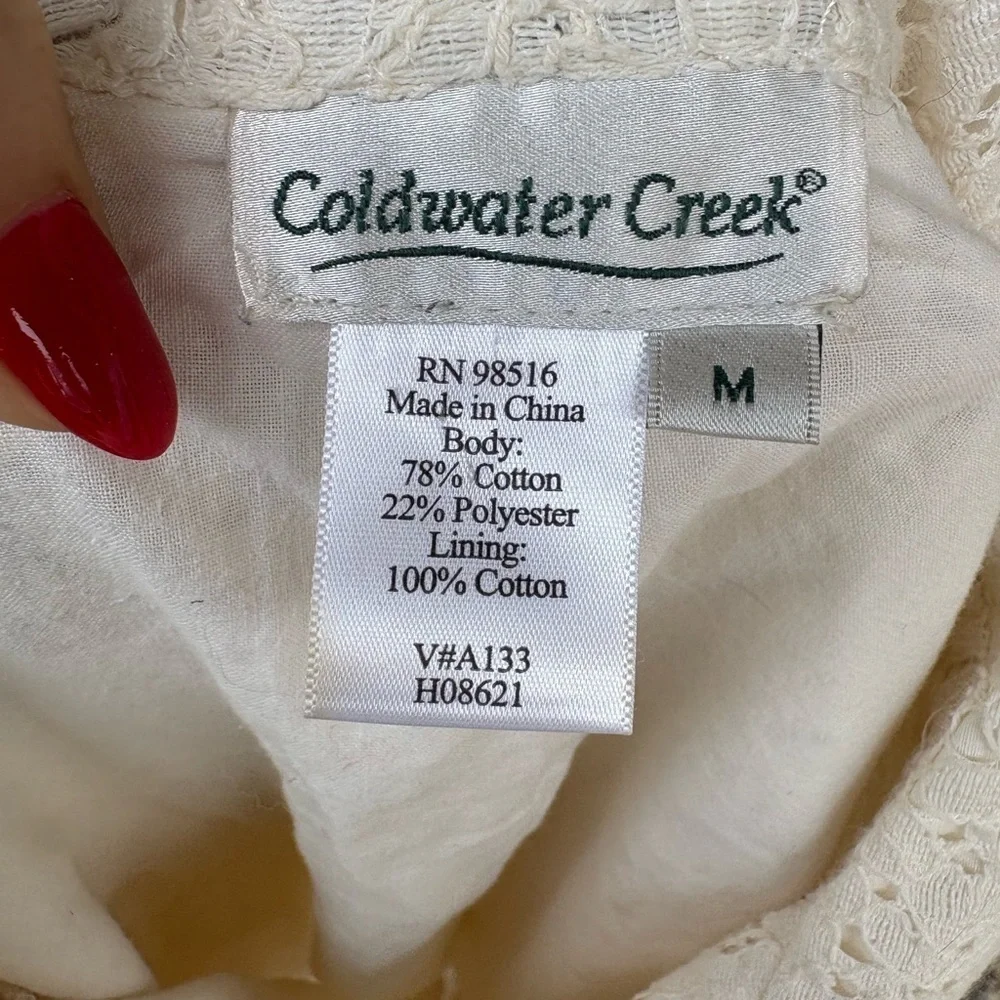 Cold water Creek Jacket Womens Sz M off white Embroidered Eyelet Lace preloved